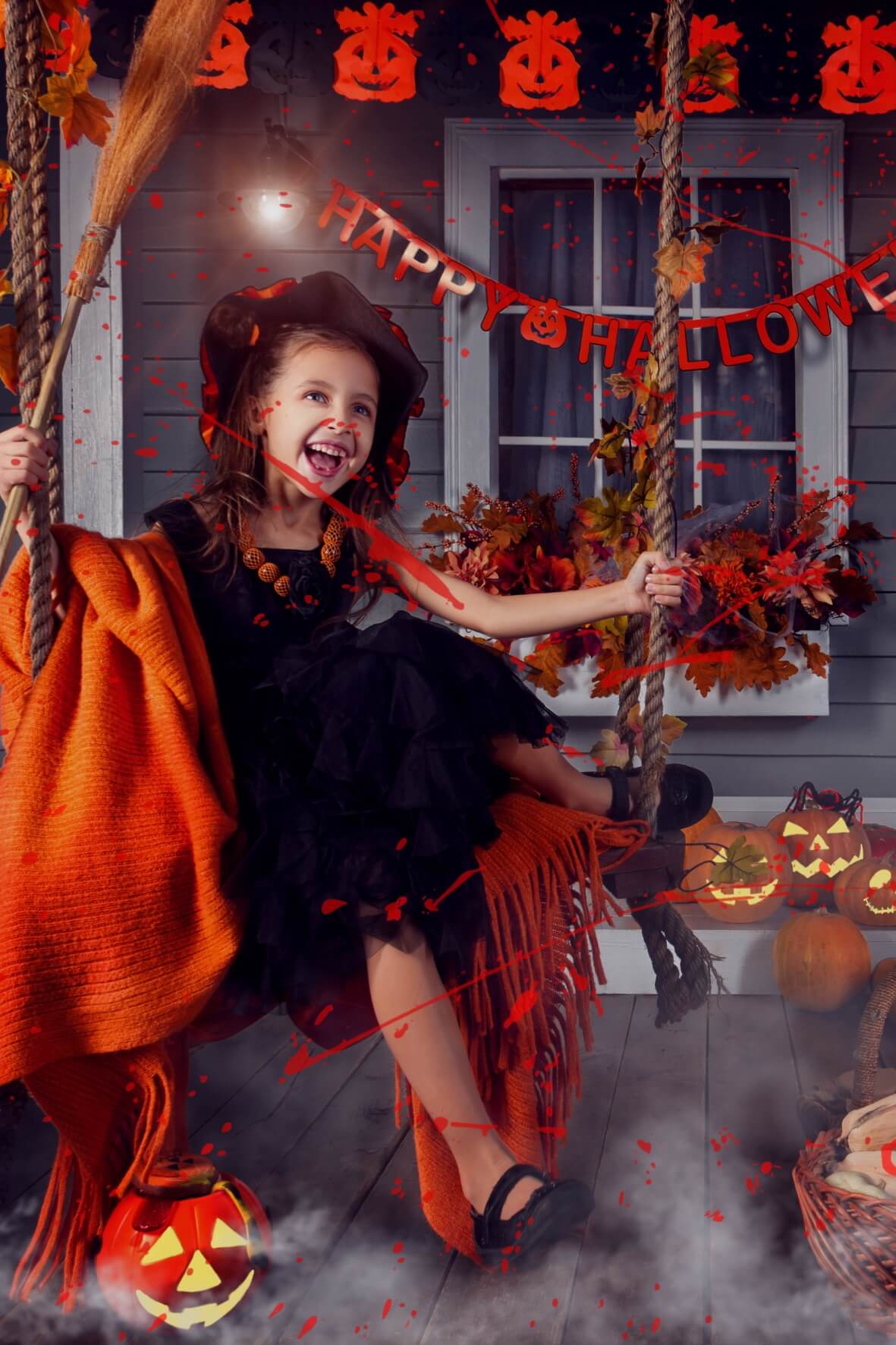 Ghirlanda con ragni e zucche Halloween: ,e vestiti di carnevale