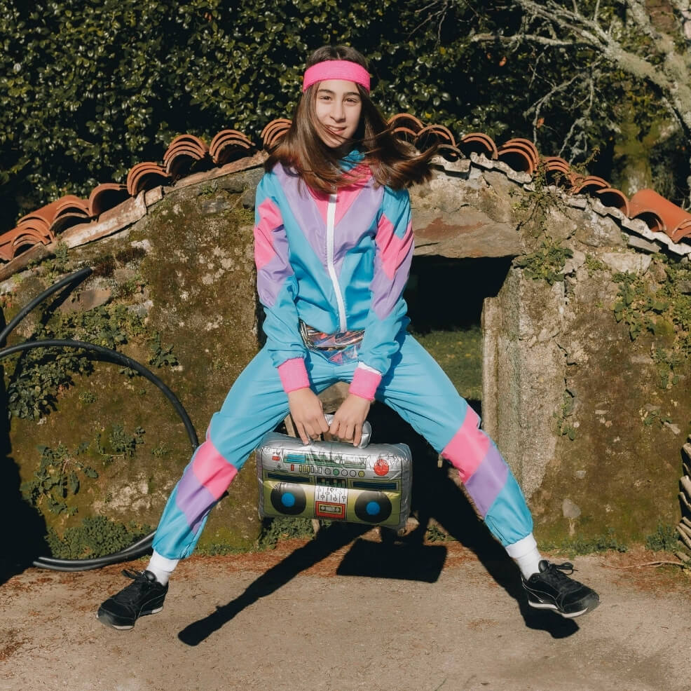 Costume da Tuta anni 80 blu per bambini