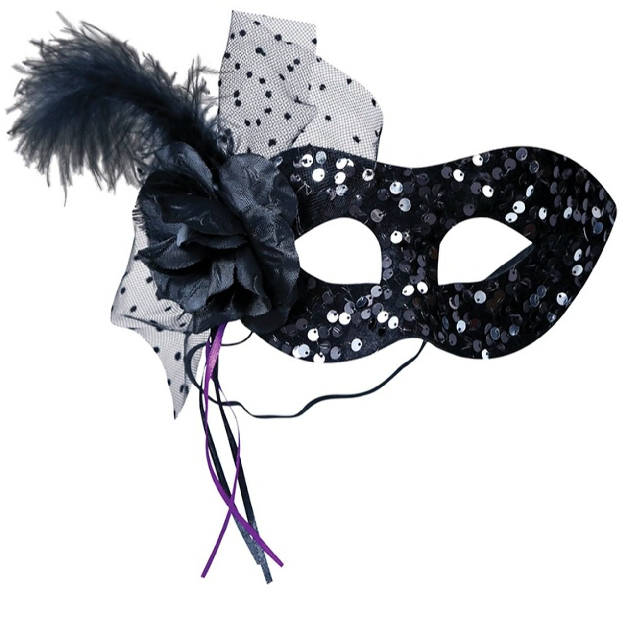 Maschera con paillettes Nere e Argentate