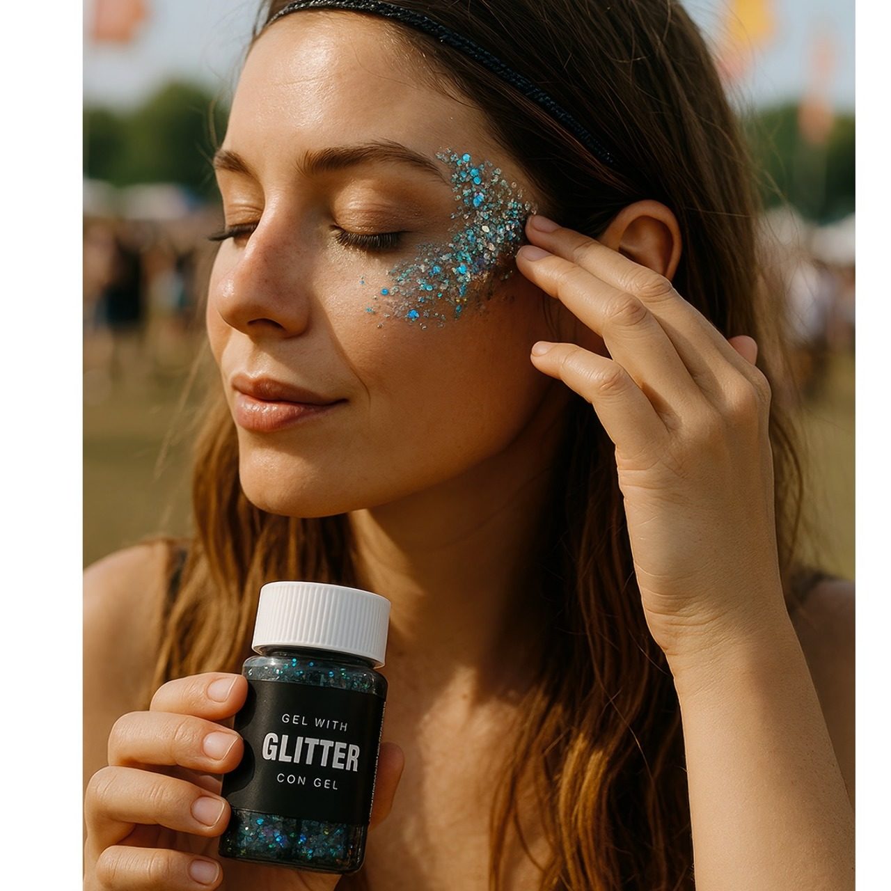 Barattolo di gel glitterato blu