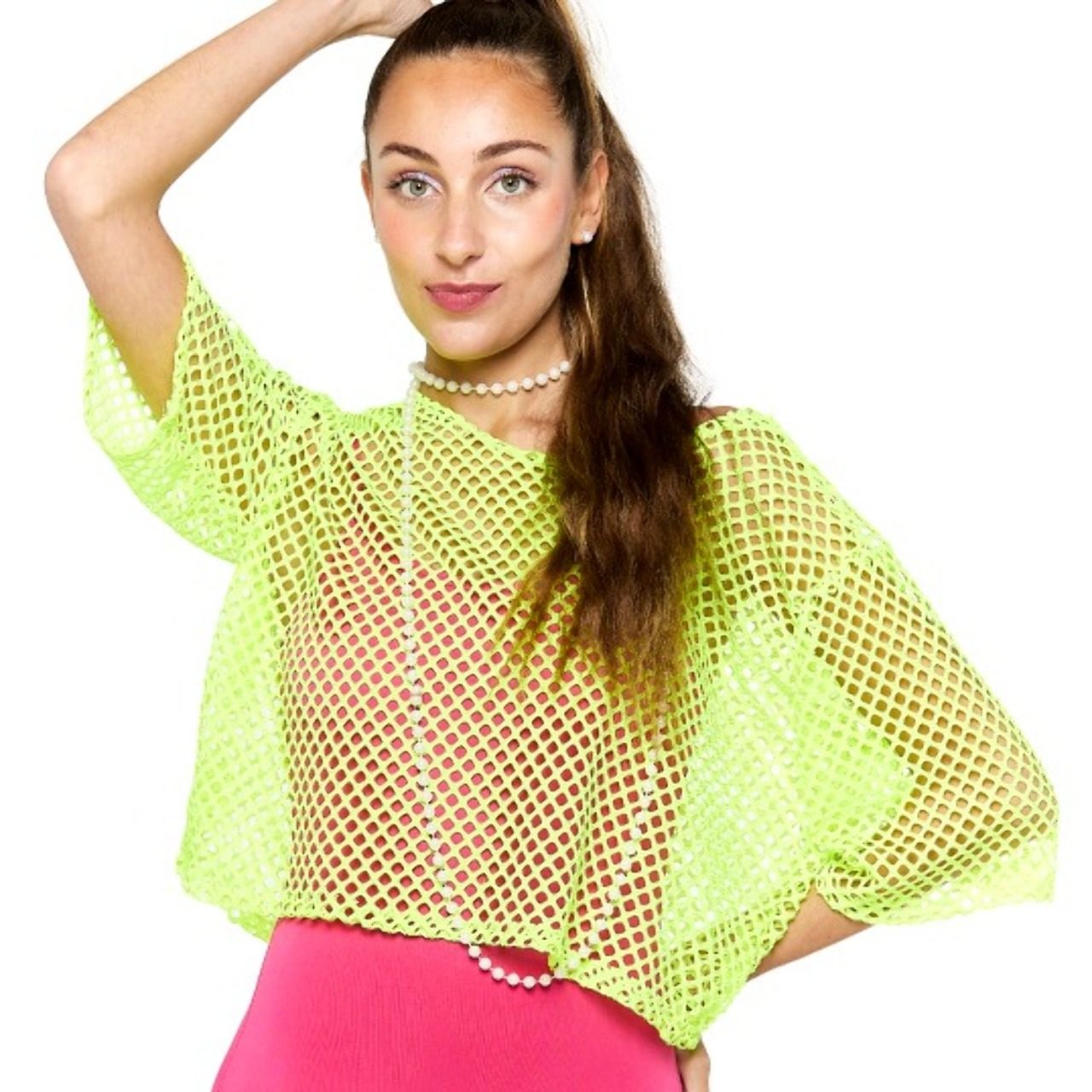 Maglietta a Rete Gialla Anni 80 Eco