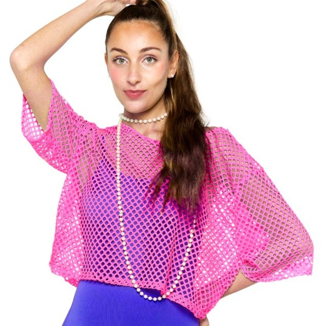 Maglietta a Rete Fucsia Anni 80 Eco