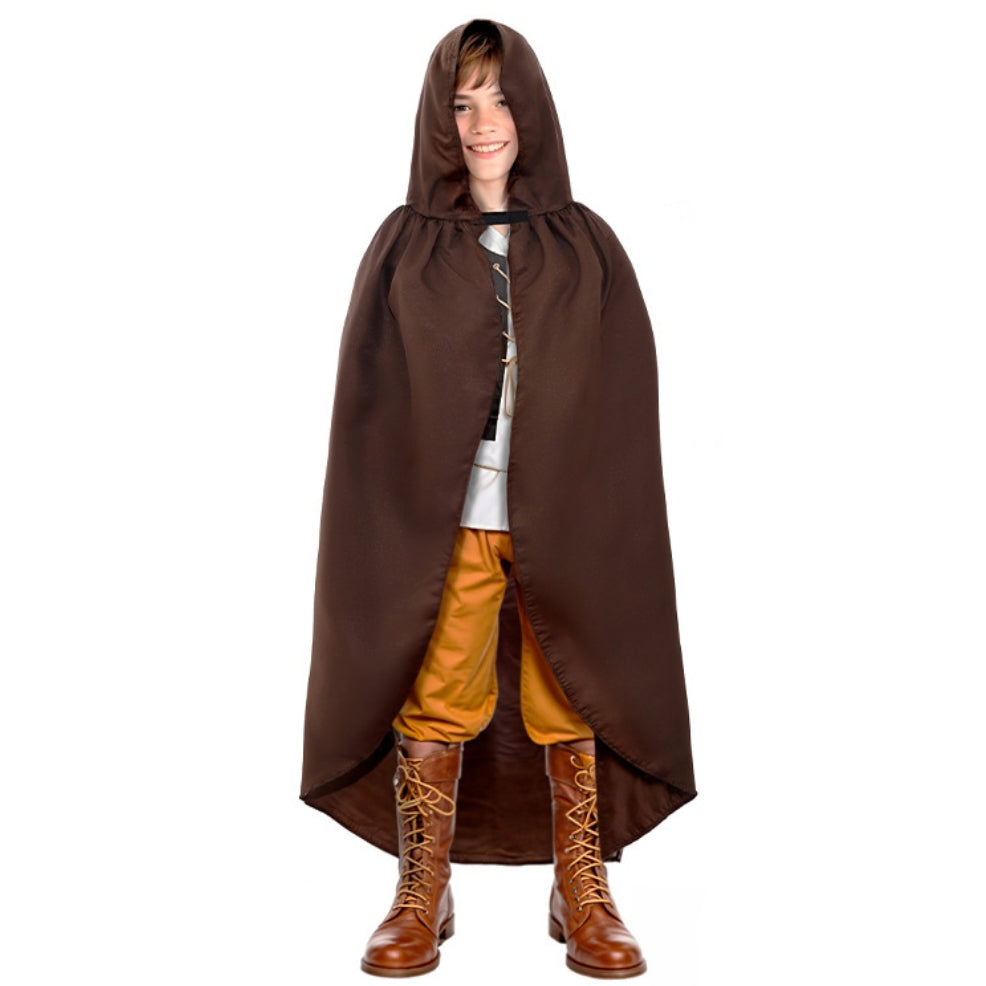 Mantello Medievale Marrone con Cappuccio per bambini