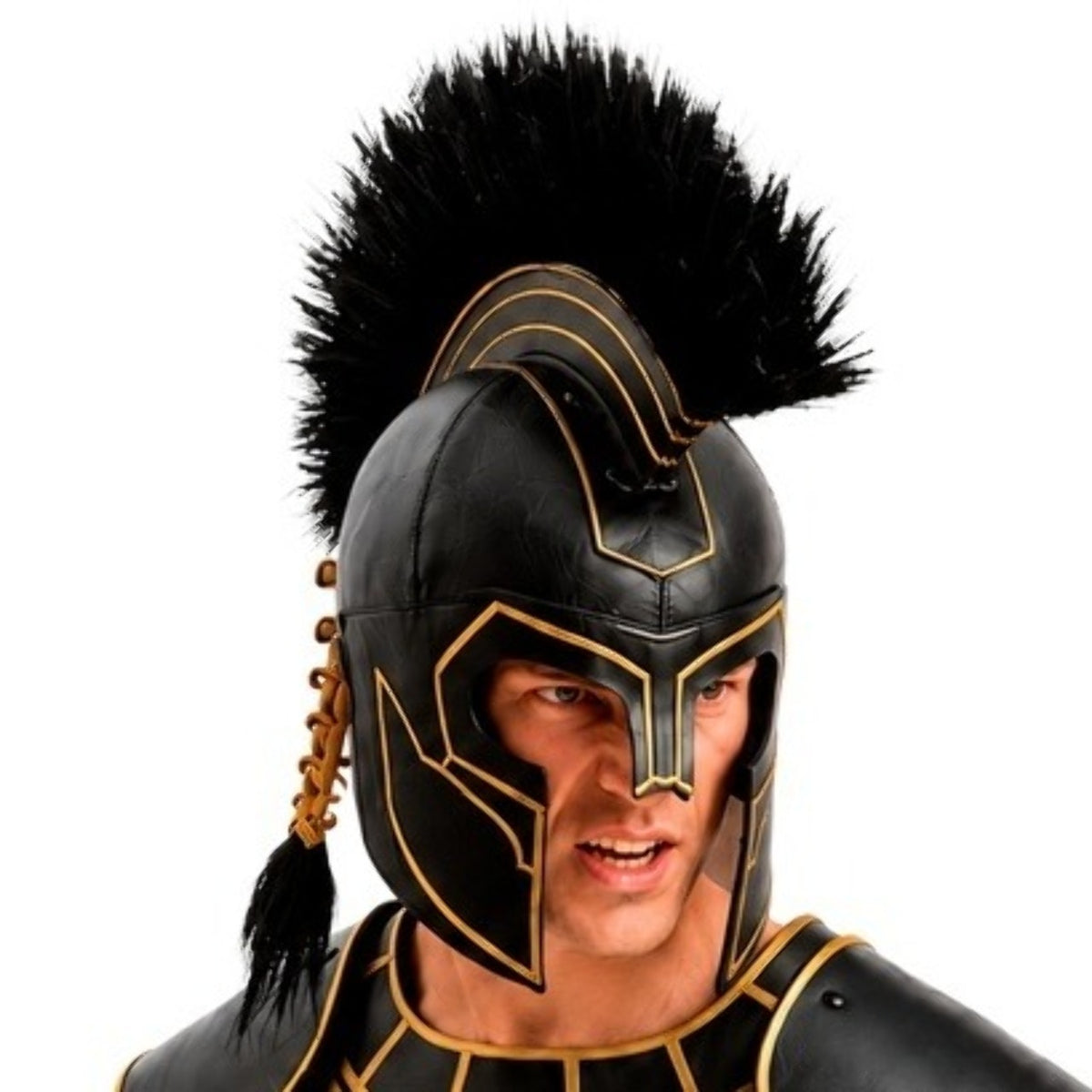 Casco Romano Nero in Pelle Deluxe