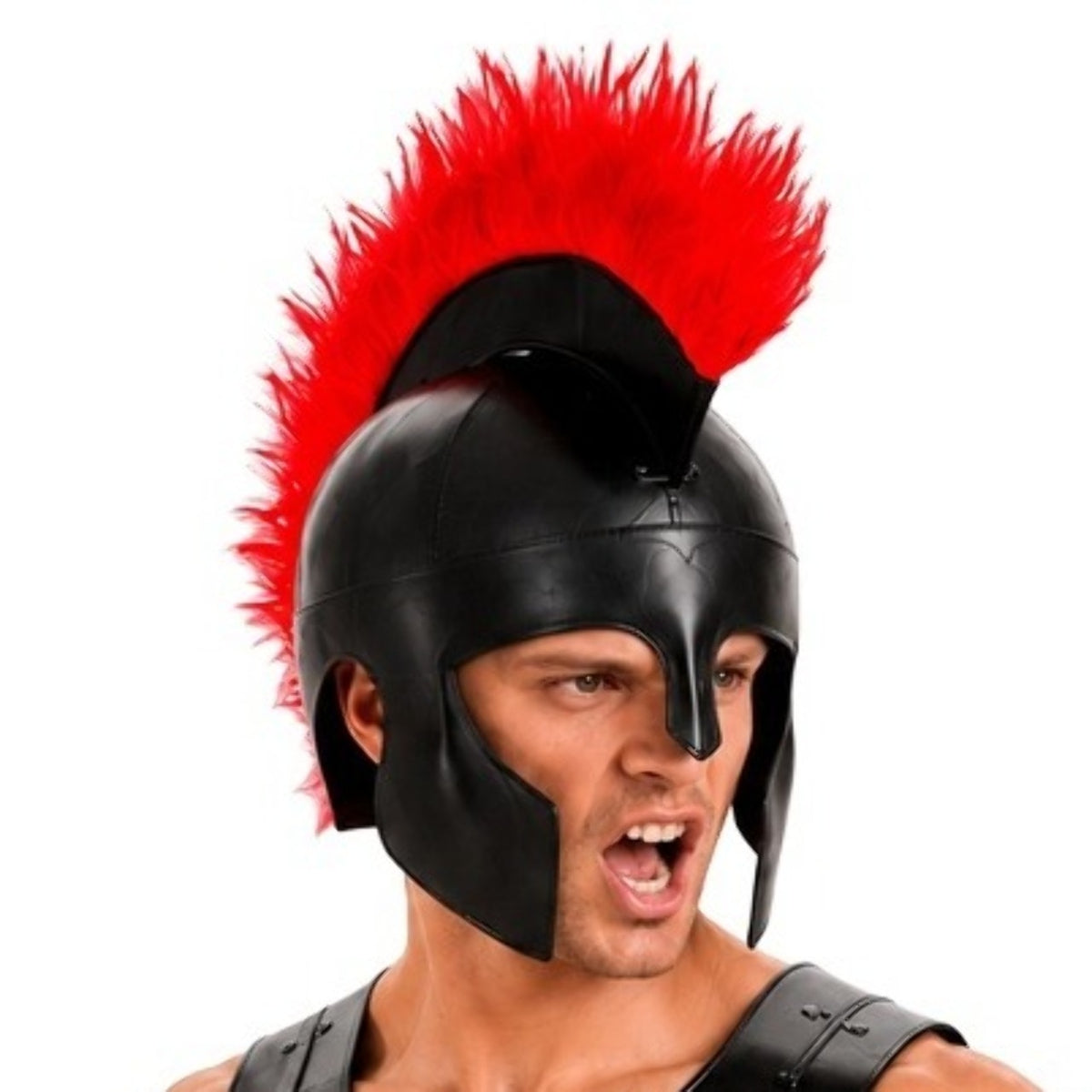 Elmo Romano Nero in Pelle
