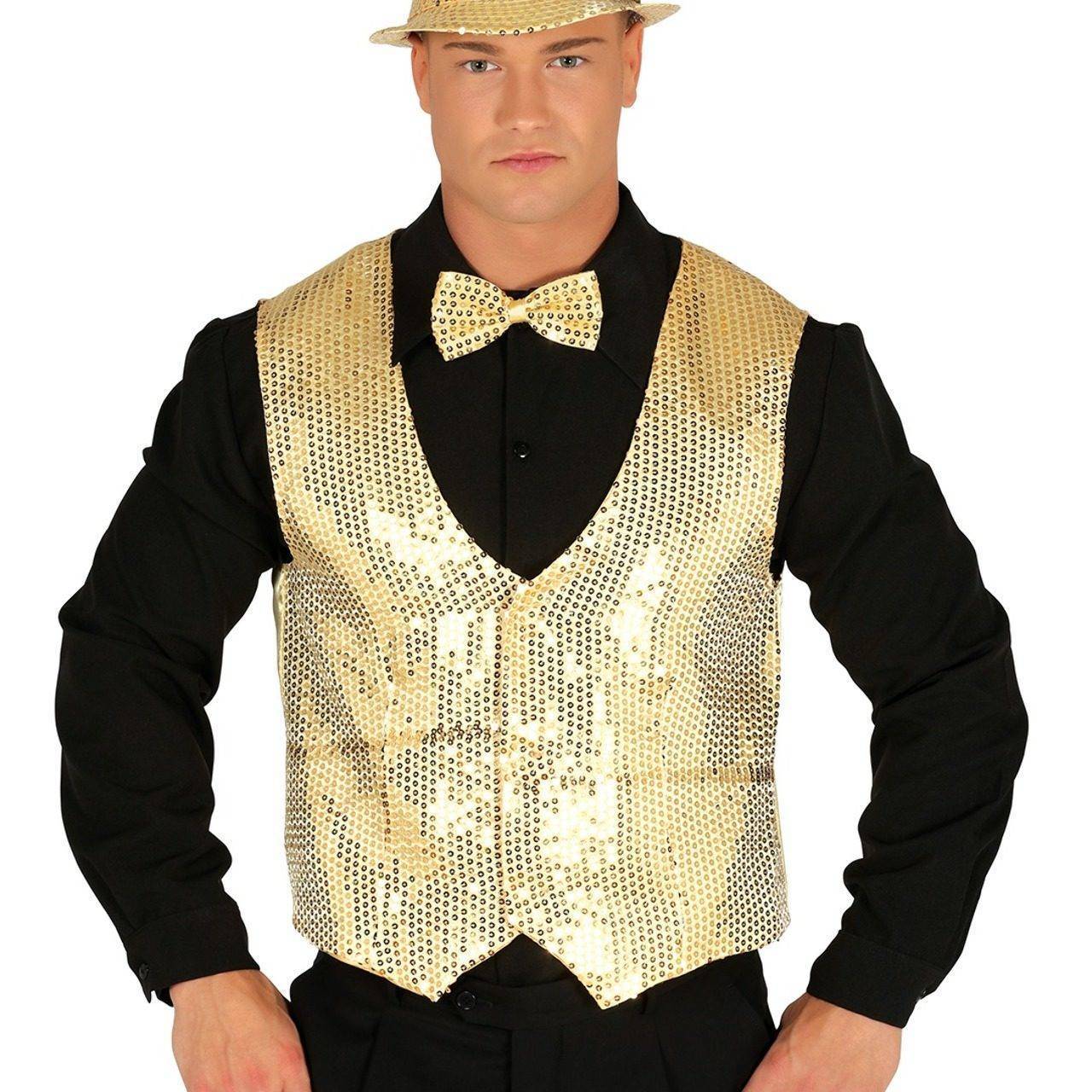 Gilet Paillettes Dorato per adulti