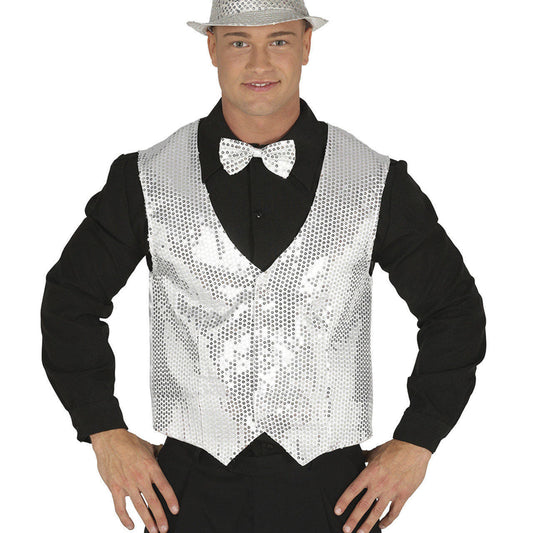 Gilet Paillettes Argento per adulti