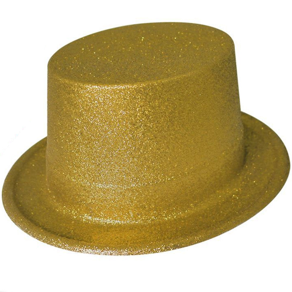 Cappello a cilindro glitterato dorato