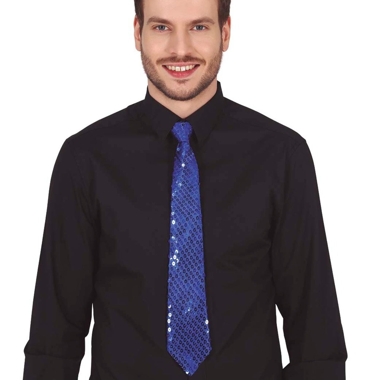 Cravatta blu con paillettes