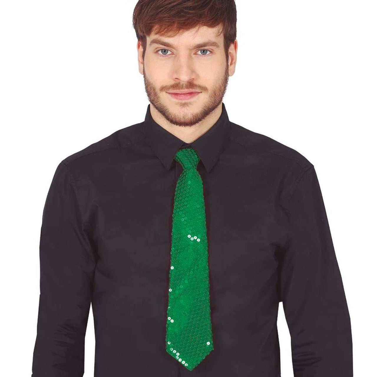 Cravatta verde con paillettes