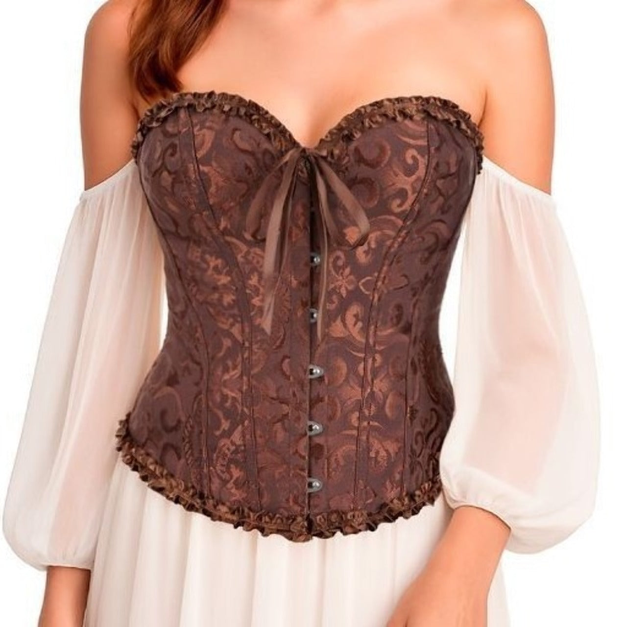 Corset Marrone a Cuore con Fiocco