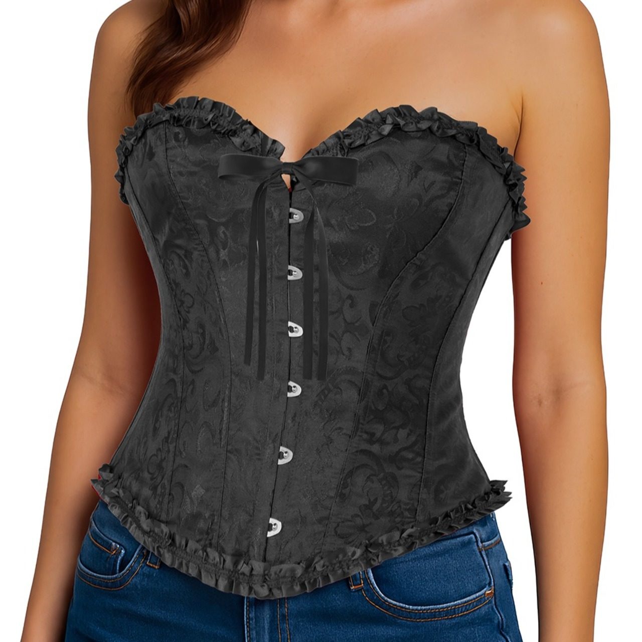 Corsetto Nero Scollo a Cuore
