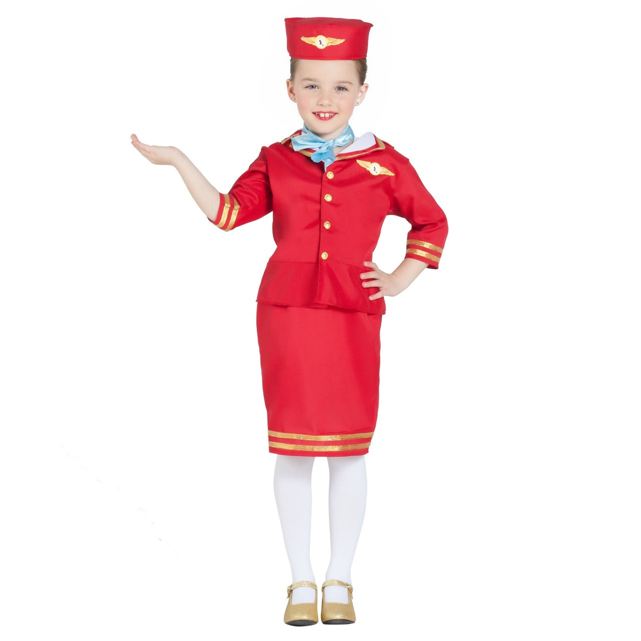 Costume da Assistente di Volo Rossa per bambina