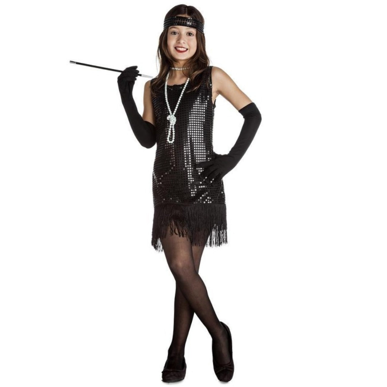 Costume da Charleston Nero Frange per bambina