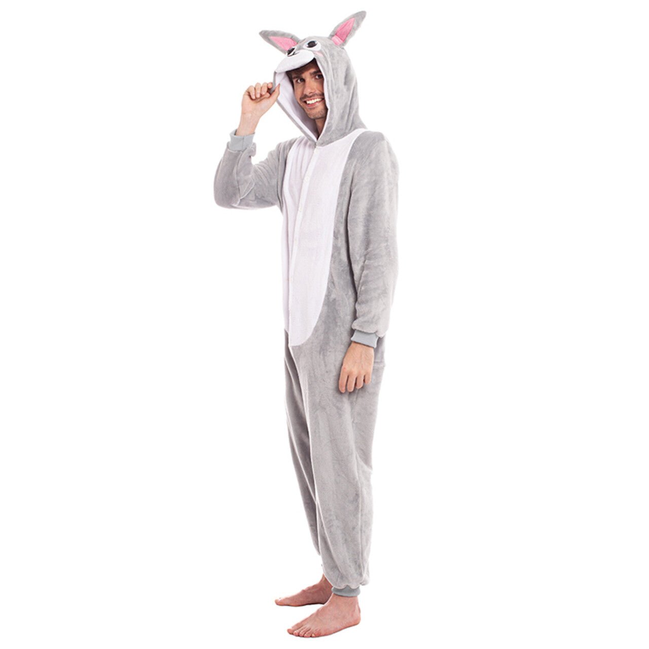 Costume da coniglio grigio per adulto