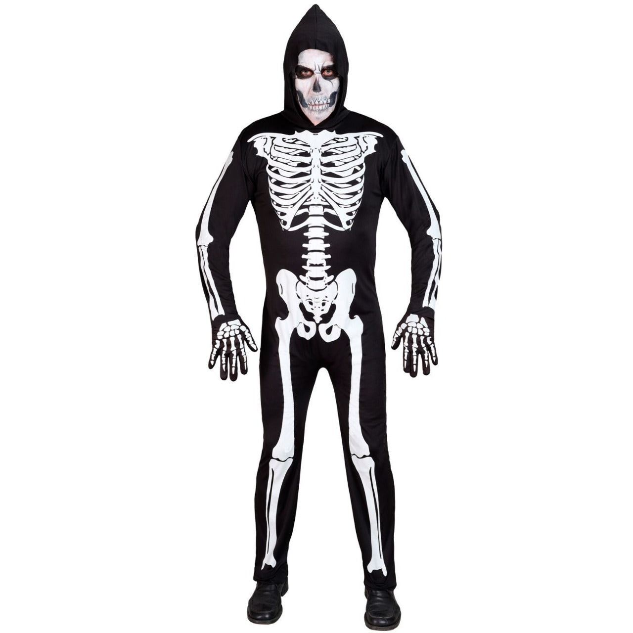 Costume da Scheletro con Cappuccio Eco per adulto