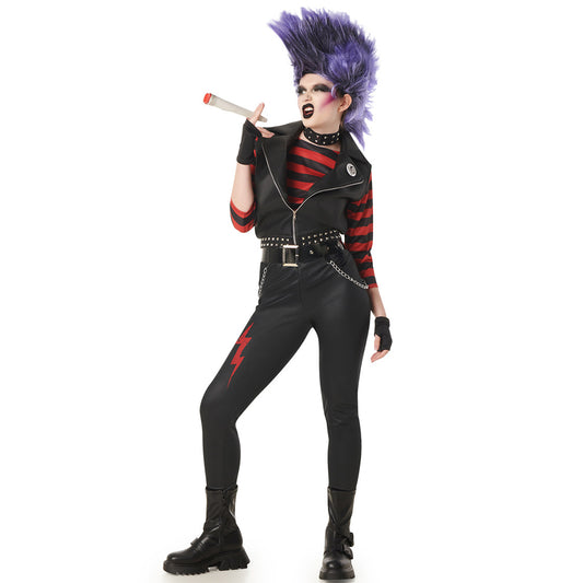 Costume da Rocker Punky a Righe per donna