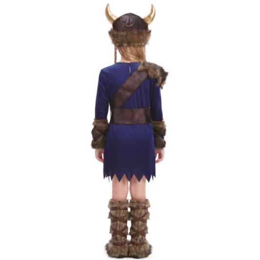 Costume da vichinga blu per bambina