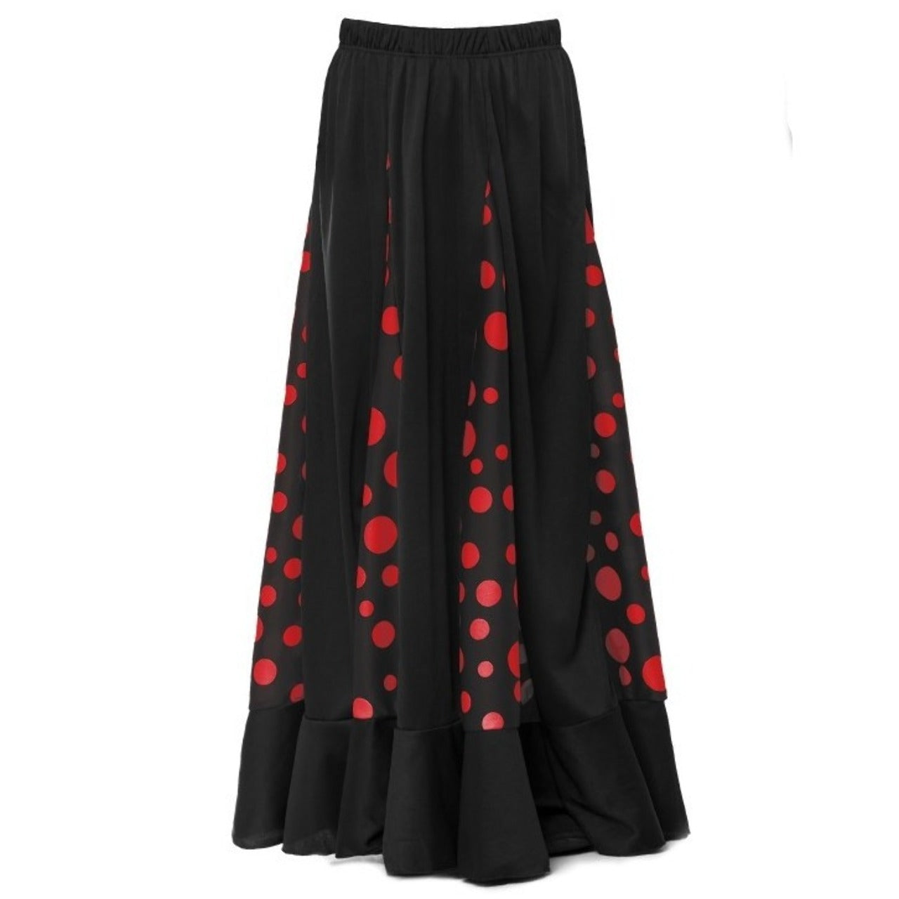 Gonna Flamenco Nera e Rossa con Chiglie per Bambini