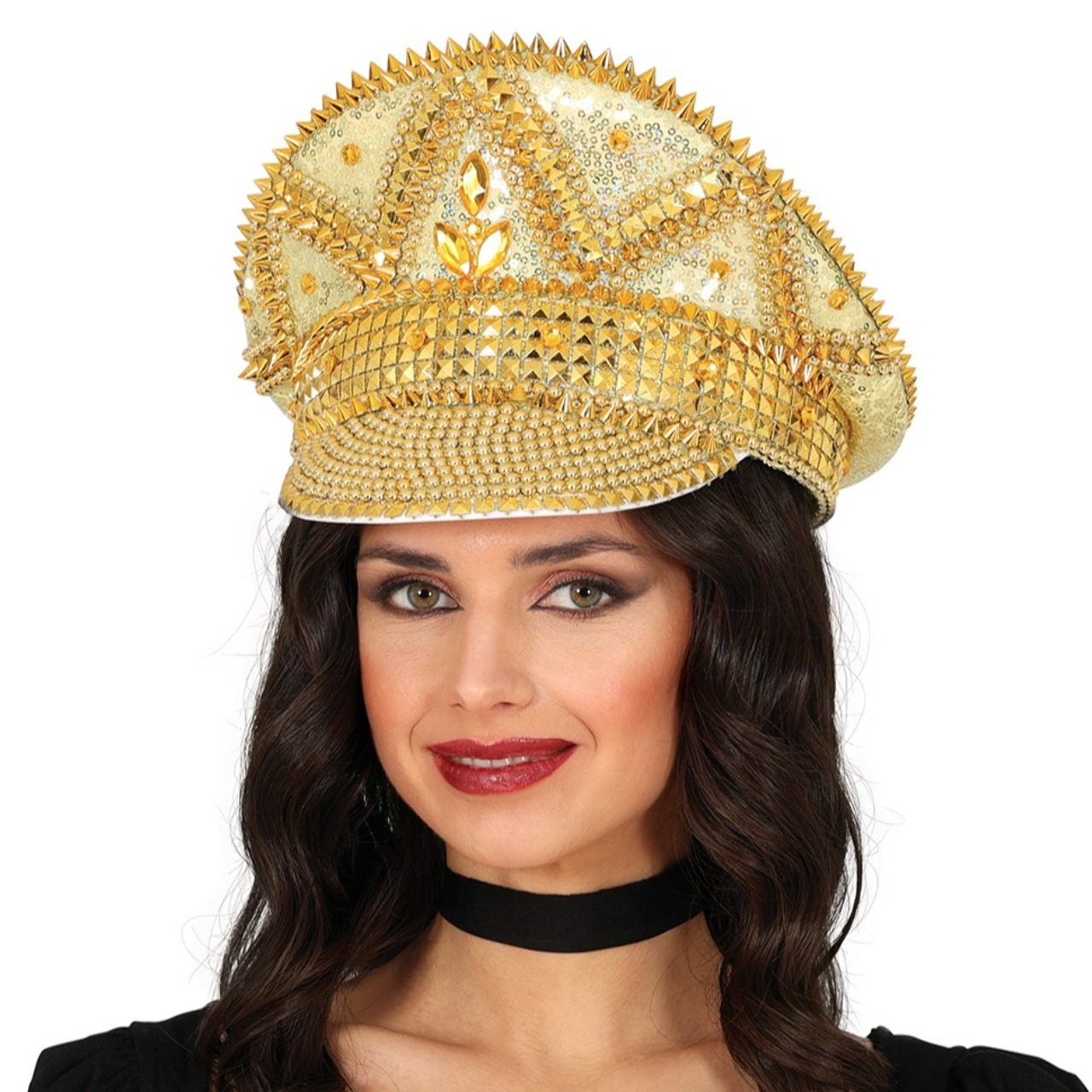 Cappello da Poliziotto Dorato con Strass