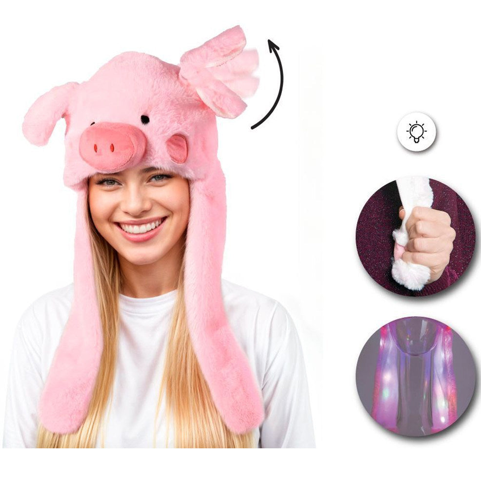Cappello da Maiale con Orecchie mobili e luce