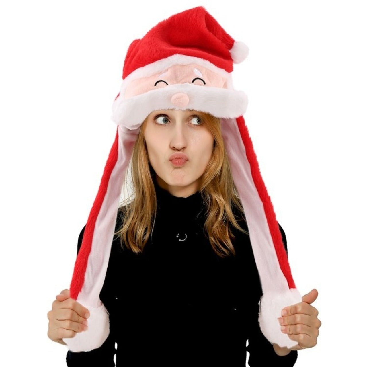 Cappello da Babbo Natale con Orecchie Mobili e Luce