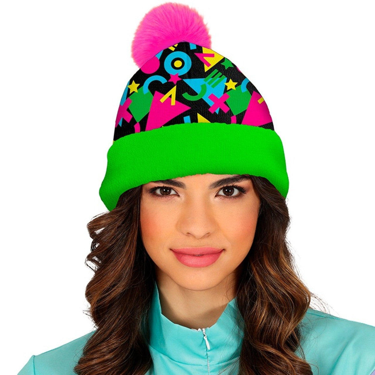 Cappello di lana rosa e verde