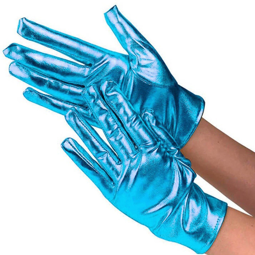 Guanti metallizzati azzurri