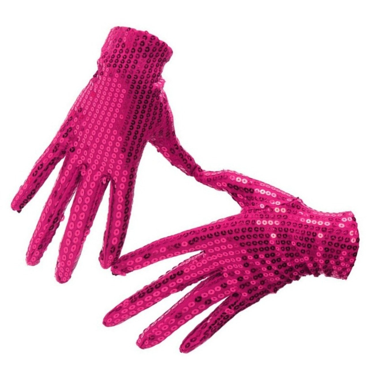 Guanti con paillettes fucsia