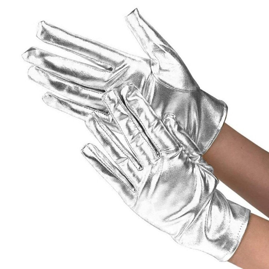 Guanti argentati metallizzati