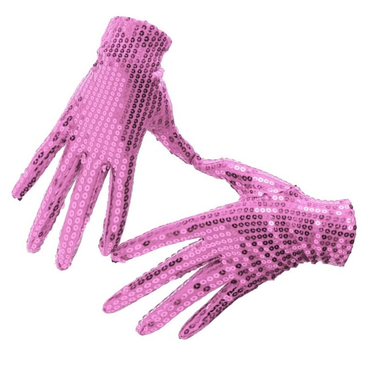 Guanti con paillettes rosa
