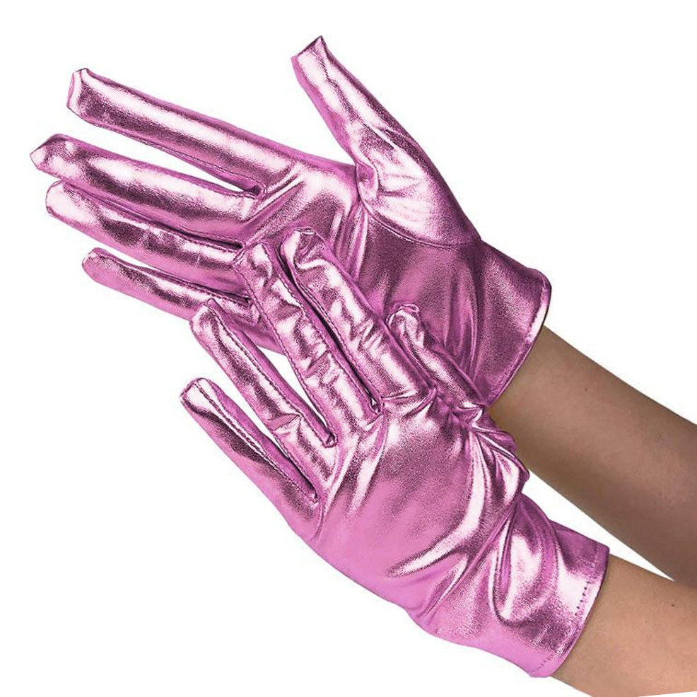 Guanti rosa metallizzato