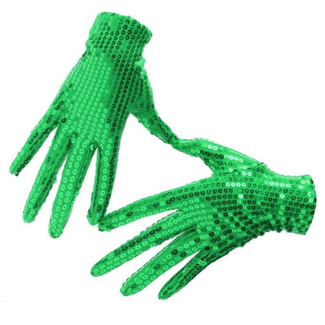 Guanti con paillettes verdi