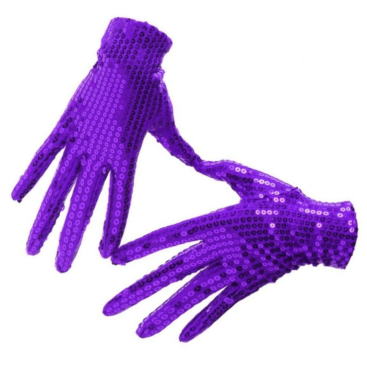 Guanti con paillettes viola