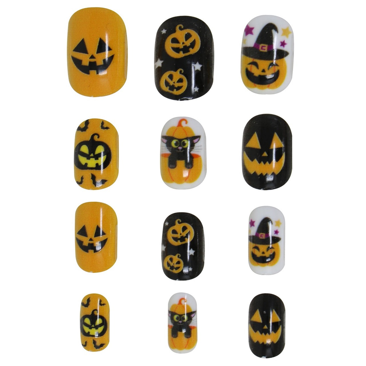 Kit da 12 Unghie Halloween Zucche per bambini