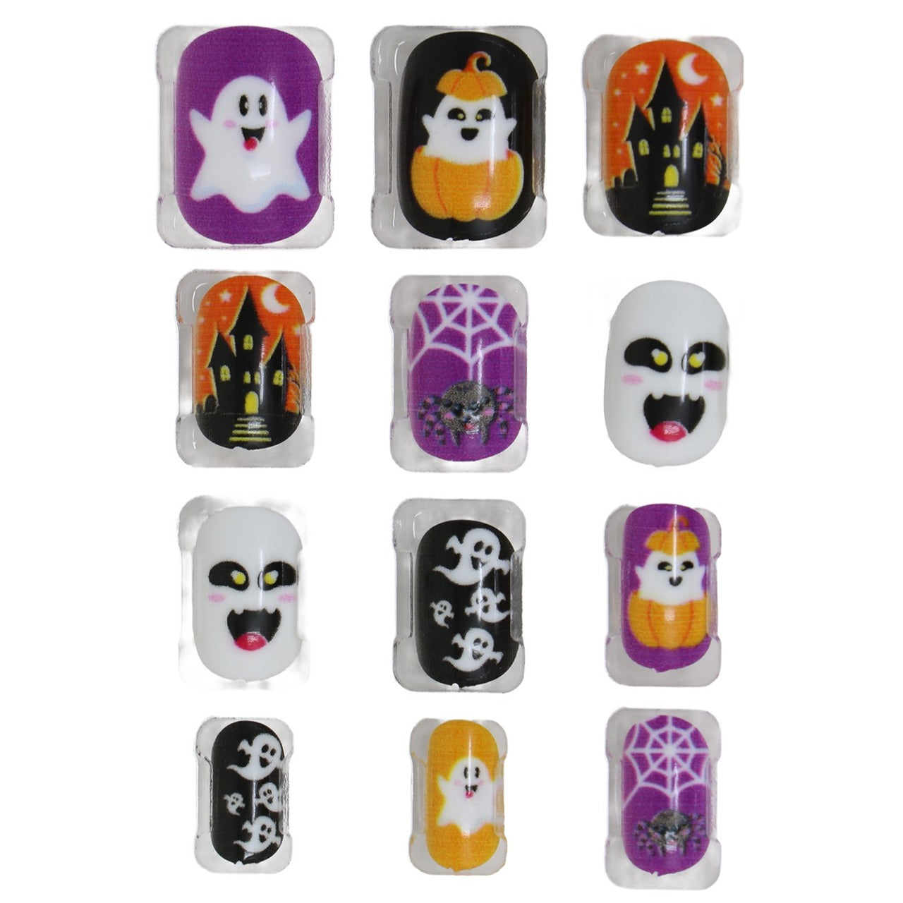 Kit da 12 Unghie Halloween Fantasmi per bambini