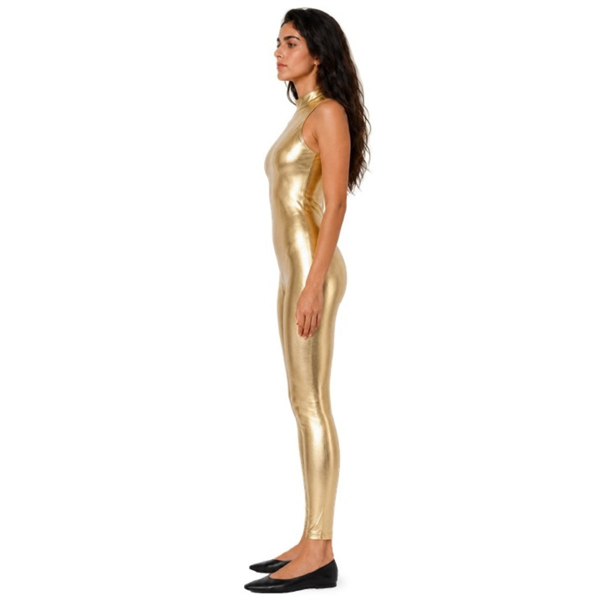 Body dorato senza maniche metallizzato