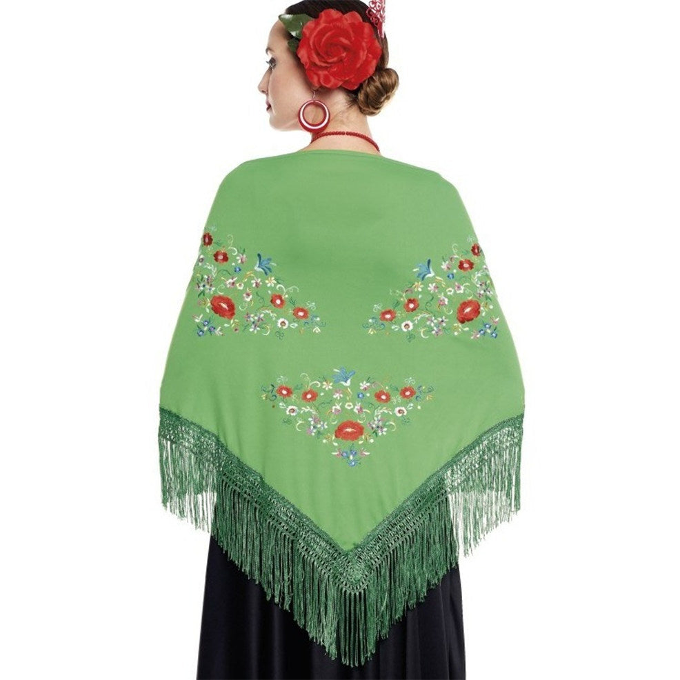 Scialle ricamato verde