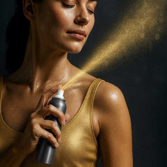 Spray make-up corpo e capelli dorato