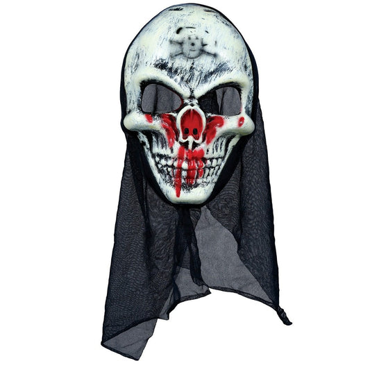 Maschera da Scheletro Insanguinato con Cappuccio