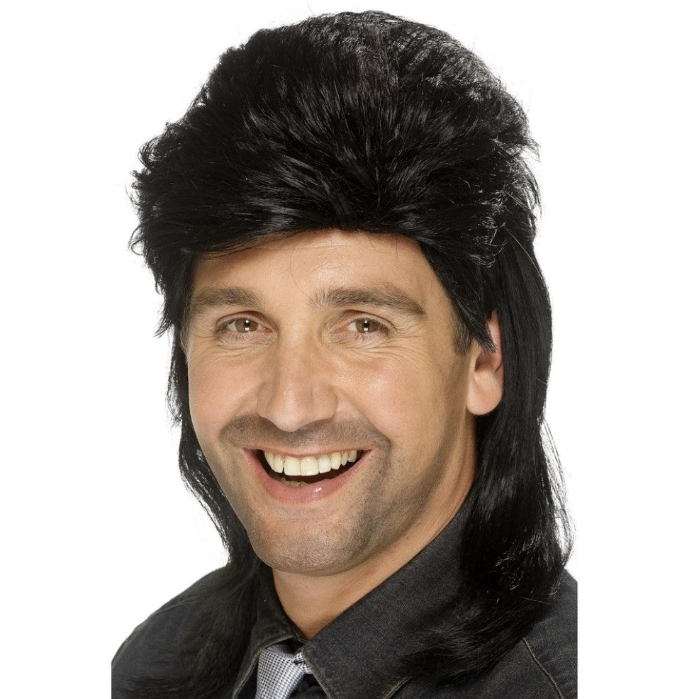 Parrucca Nera Mullet Anni 80