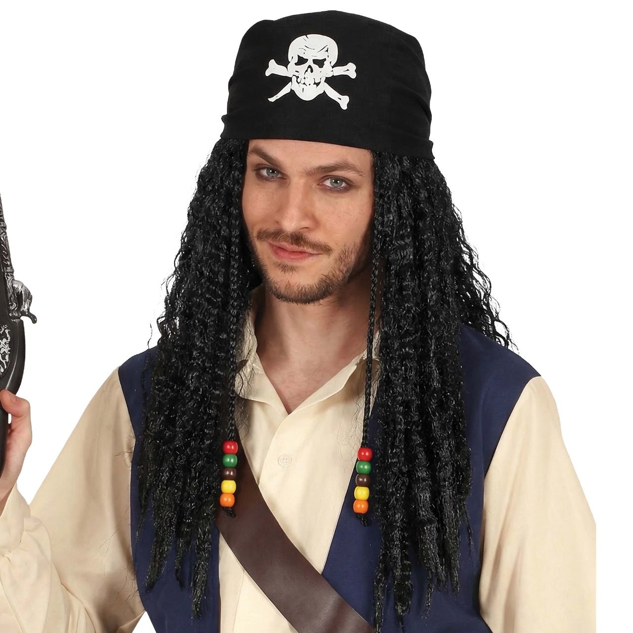 Parrucca Pirata con Fazzoletto Teschio