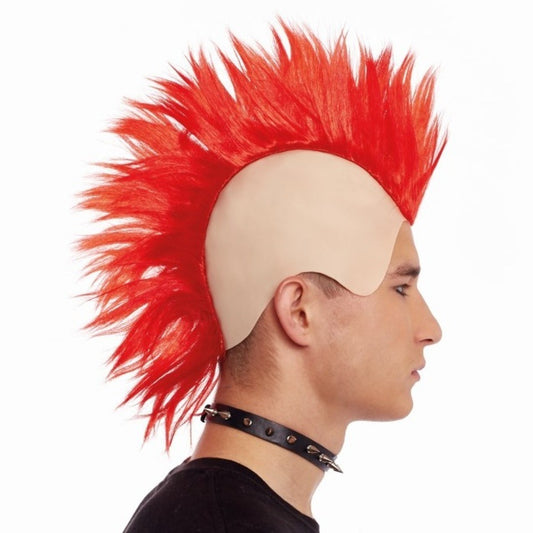 Parrucca da Punk Rossa con cresta