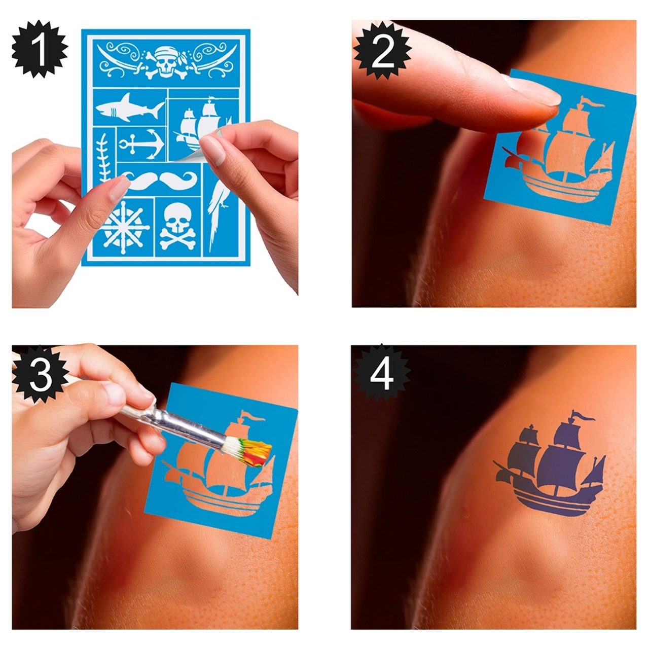 Stencil Trucco da Pirata per bambini