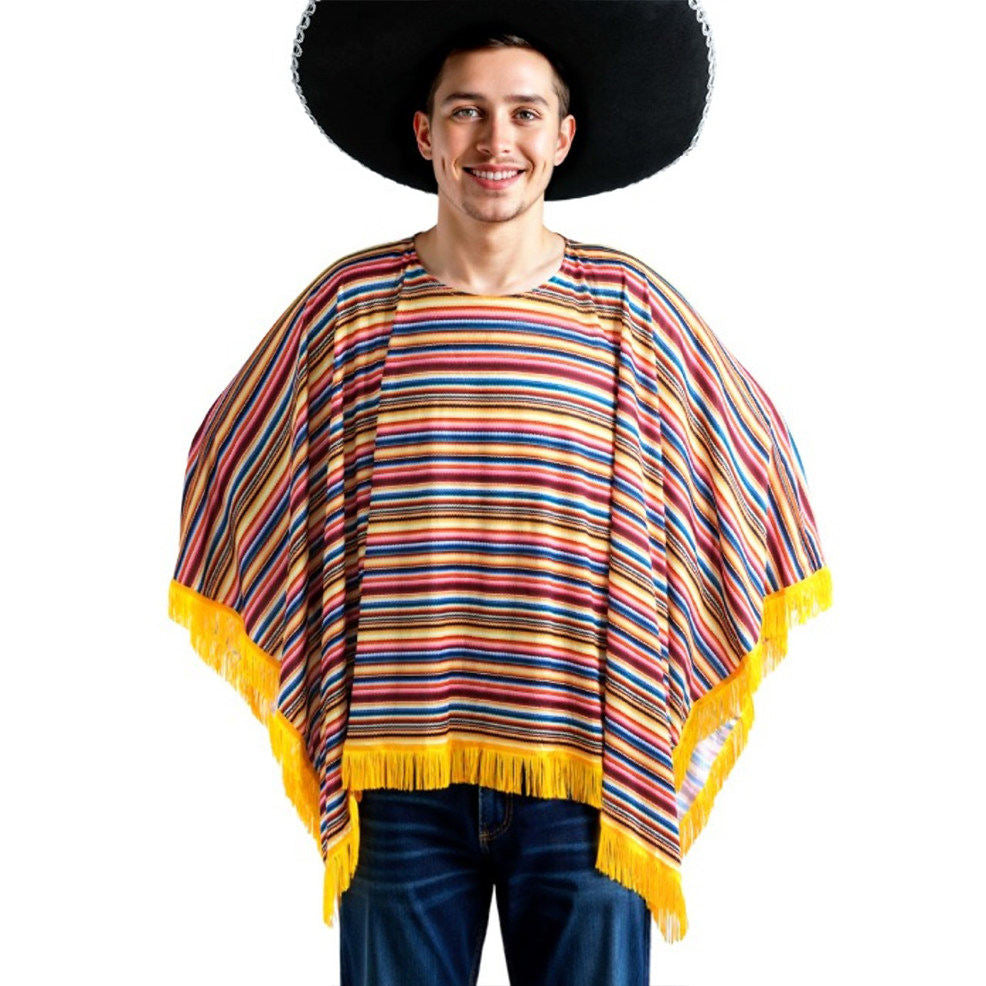 Poncho Messicano a righe per adulto