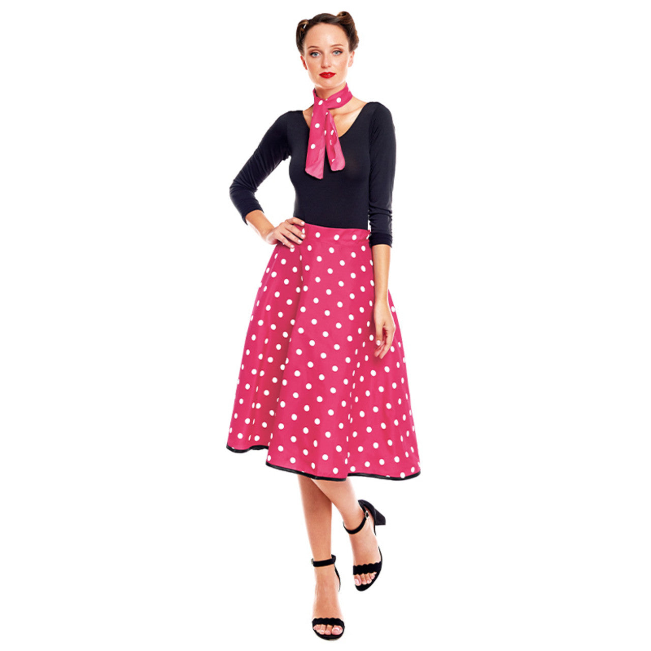 Vestiti Carnevale Vestito Anni 50 Pois Acquista Online Set Fucsia