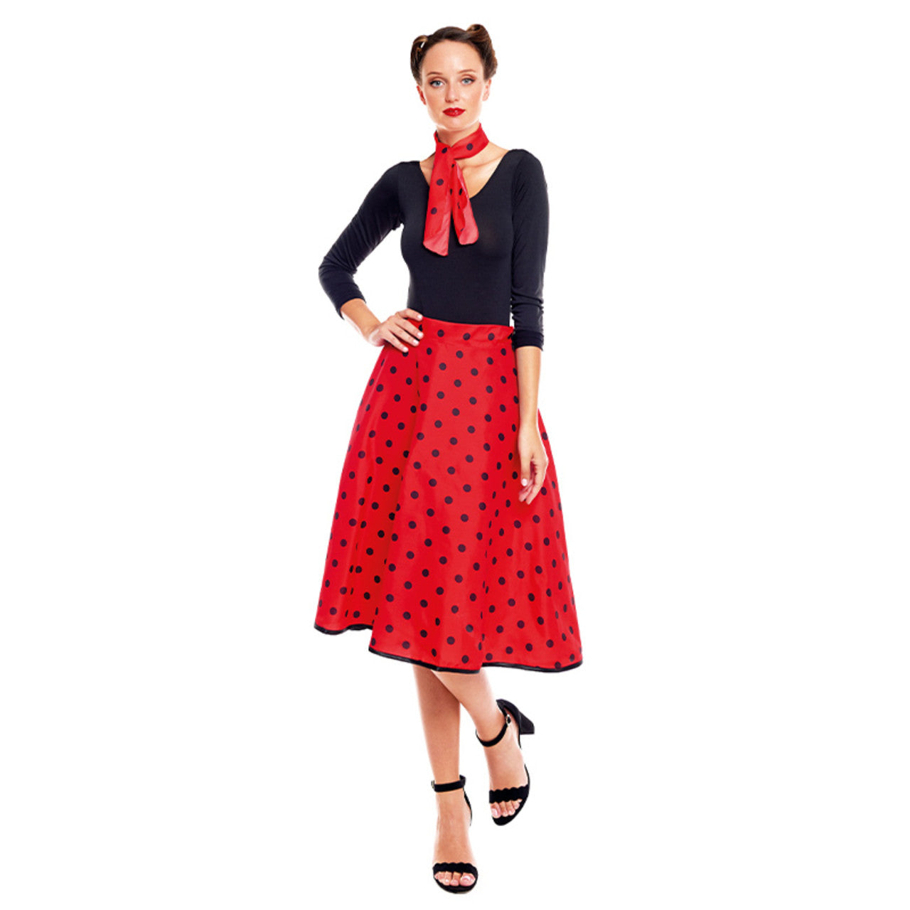 Set rosso anni '50 a pois