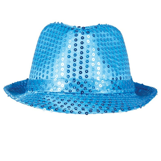 Cappello da Gangster Azzurro con paillettes Eco