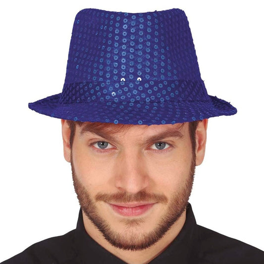 Cappello da Gangster Blu con paillettes