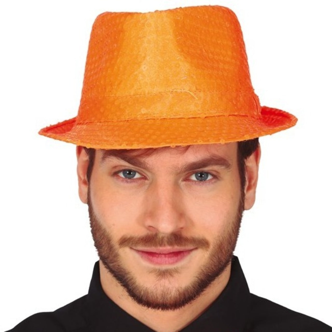 Cappello da Gangster Eco con paillettes arancioni